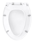 Top view of LED Nightlight Elongated Toilet Seat in White for Easy Night Time Use Snug Fit for All Elongated Toilets with Quick Install Nuts