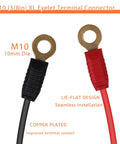 M10 (3/8in) XL Eyelet Terminal Connector with copper plated design, black and red cables for dual battery systems.