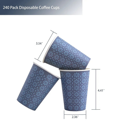 240 Pack 12 Oz Disposable Paper Cups Navy Floral Hot And Cold Bev Cups For Home Office Restaurant And Events Leak Proof
