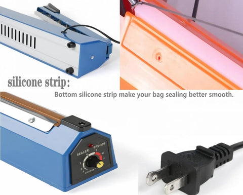 12 Inch Tabletop Impulse Heat Sealer For Plastic Bags Manual Bag Sealer With No Warmup Time And Adjustable Temperature for PE and PP bags
