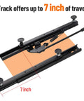 Universal Go Kart Seat Slider Kit with 7in travel, showing seat rails and lever, suitable for various small vehicles.