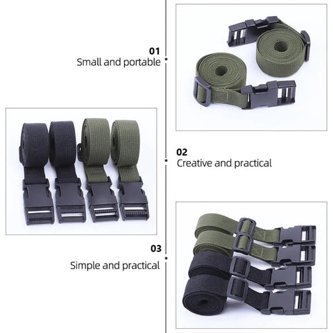 Military Green Nylon Lashing Straps With Snap Buckle 2 Pack For Camping And Backpacking, Easy Tent Securing And Cargo Tie Down