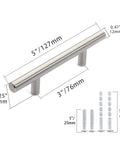 30 Pack 5 Inch Cabinet Pulls With 3 Inch Hole Center In Satin Nickel Premium Stainless Steel With Measurements
