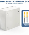Top Shelf Steel AED Wall Mount Cabinet With Clear Front Panel For Immediate Automated External Defibrillator Access angle showing pre-drilling holes.