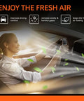 Smiling woman driving car with improved airflow using Engine Air Filter Fits Toyota Camry V6 2007 2011, RAV4 2006 2012.