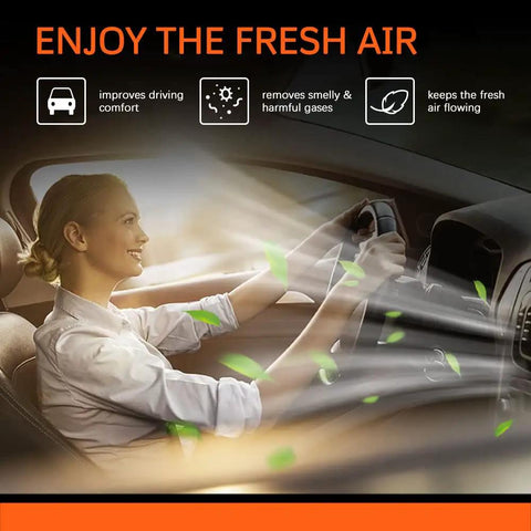 Smiling woman driving car with improved airflow using Engine Air Filter Fits Toyota Camry V6 2007 2011, RAV4 2006 2012.
