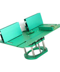 Heavy Duty Aluminum Woodworking Bench Router Lift System With Dead Nuts Precise Manual Crank Height Control and Easy Two Inch Stroke Tuning for Small Trim Routers Built Tight, green finish
