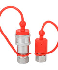 Rock Solid Hardened Steel Hydraulic Quick Coupler 3 4 Inch Npt Iso5675 Compatible Quick Connect Fitting with red caps