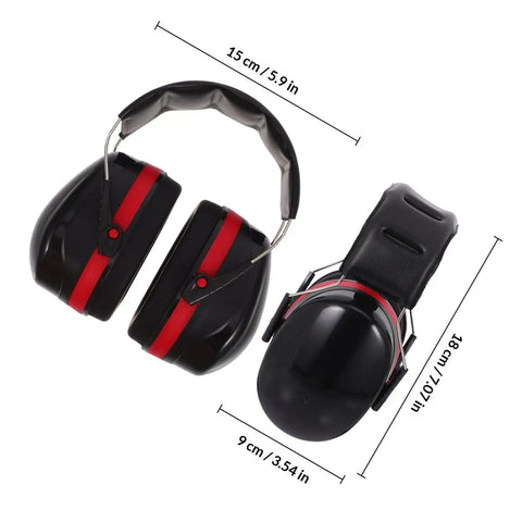Kick Loud Noise To The Curb With Double Layer Over Ear Earmuffs, black and red design, ergonomic comfort, ideal for construction and shop jobs.