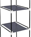 Heavy Hitter Portable Closet Wardrobe Organizer With Slick Nonwoven Fabric Cover And Beefy Steel Frame Built Solid For No Sweat Roomy Storage Shelves And Long Hanging Rod In Soft Gray - close-up of steel frame with shelves
