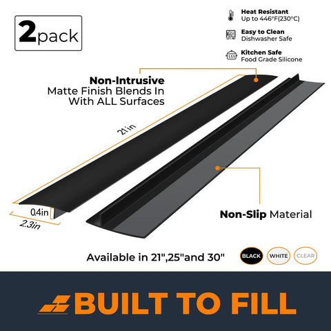 Silicone Stove Gap Covers Two Pack Seal The Gap Between Stovetop And Counter Heat Resistant And Easy Clean Oven Gap Filler 21 Inch Black