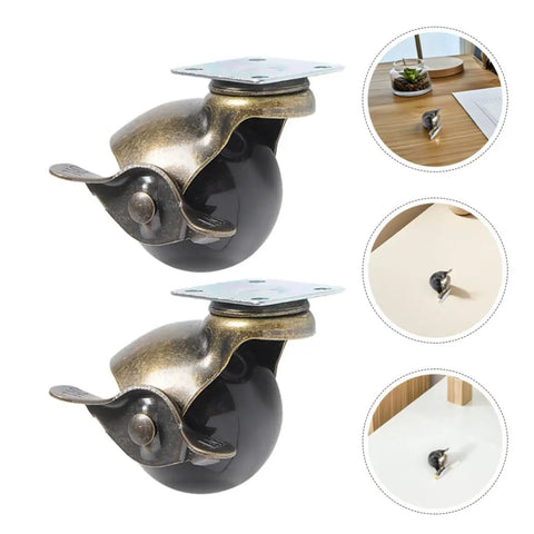 Two Eight Piece Antique Bronze Furniture Casters With Heavy Duty Metal Ball Swivels for easy rolling and mounting.