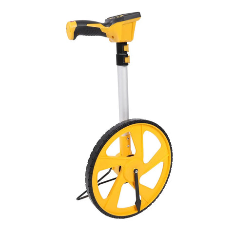 Jelquix Digital Measuring Wheel for Construction, 100000FT with a sturdy yellow wheel and handle for easy distance measurement.