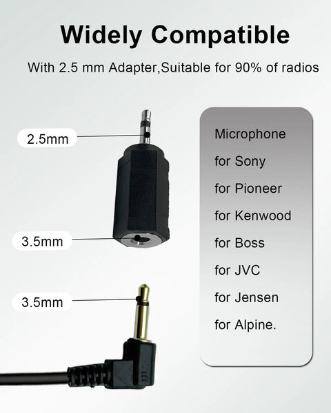 Universal Car Radio Microphone Replacement 3.5mm HD Voice Mic adapter for Kenwood Boss JVC Sony Alpine compatibility chart