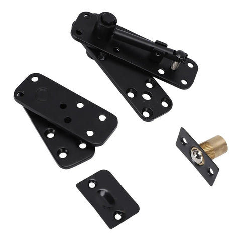 Heavy Duty Concealed Pivot Door Hinge Complete Hardware Kit Forged From Solid Stainless Steel Featuring Fully Adjustable Mounting Brackets.