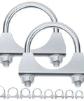 Beefy 2 Piece Exhaust U Clamp Kit 2 Inch 50mm Universal Heavy Duty Muffler U Bolt Clamps For Tip Pipes Connection Galvanized Steel