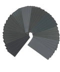 Get Ready To Sand Like A Pro With 20 Pc High Grit Silicon Carbide Sheets arranged in a fan shape, 800 grit for wet or dry use.