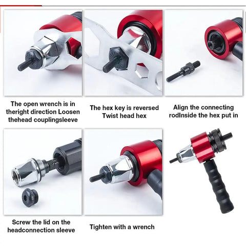 Heavy Duty M3 To M8 Electric Rivet Nut Adapter Kit For Drills With Quick Change Mandrels Perfect For Car RV Repair Metalworking Auto Body And Home DIY Projects That Seriously Rock. red drill rivet nut adapter with M3 M8 mandrels