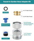 Swivel Faucet Adapter Kit, Solid Brass 3/4 Inch Garden Hose Adapter With Aerator, 360 Degree Kitchen Sink Faucet Adapter, chrome parts and gasket