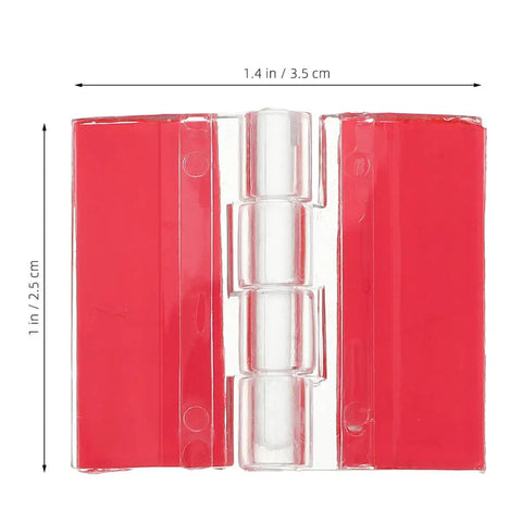 Six Pack Acrylic Self Adhesive Cabinet Door Folding Hinges For DIY Projects, strong clear plastic, hinge dimensions shown