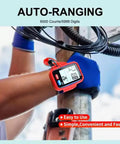 All In One Digital Wristband Multimeter With Backlit Display worn on wrist, showing voltage and current readings.