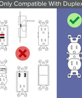 Diagram showing compatible duplex outlet for Three Pack Decor Night Light Wall Plate For Standard Outlets With Built In LED Night Lights