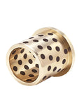 Rugged Flanged Bronze Graphite Bushings Self Lubricating Oilless Bearings showing a hollow design with black dots, heavy duty and maintenance-free.