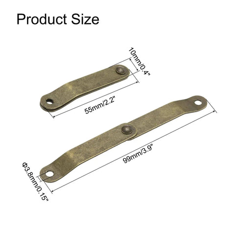 Heavy Duty Lid Folding Support Hinges With 8 Mounting Screws For Cabinets, Chests, Jewelry Boxes And Wooden Boxes, Bronze Coated Iron Stay Hinge, Soft Close, showing folded length 2.2 inch and plate width 0.4 inch.