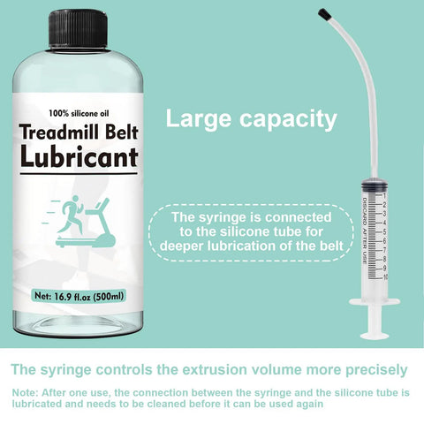 Pro Grade Treadmill Belt Lubricant With 100 Percent Silicone Oil, 7.8 Inch Reach Tube And 10ml Syringe, packaging and syringe