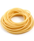 Coiled natural latex rubber tubing, 1/4 in OD × 3/16 in ID, beige.