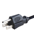 Close-up of plug end of 25 Ft Retractable Extension Cord Reel With 3 Outlets 16 AWG 3 Conductor SJTW Power Cable For Indoor And Outdoor Use UL Listed Safety