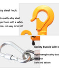 Heavy Duty Spring Tool Balancer With Reinforced Telescopic Rope And Locking Safety Hook Delivers 160 To 180 Pounds showing alloy steel hook and safety buckle.