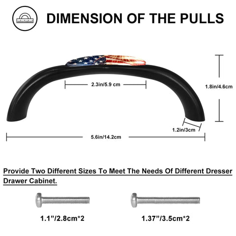 4 Piece Kitchen Cabinet Knobs And Pulls Set With Dope American Flag Fireworks Independence Design dimensions and screws included