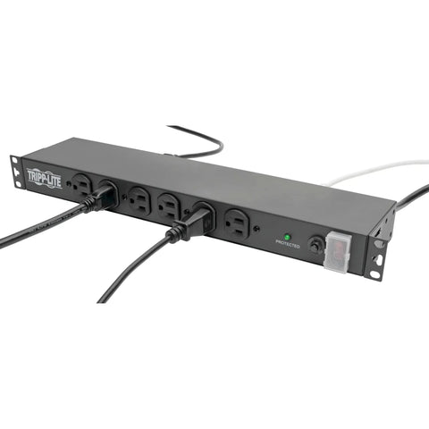Beefy 14 Outlet Rack Mount Surge Protector Power Strip PDU For IT Pros 15A 120V 3000 Joules with 15ft Cord 5-15P Plug 1U