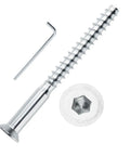 Pro-Grade M7 x 75mm Hex Socket Countersunk Self-Tapping Furniture Screws 100 Pack For Easy Flat Pack Assembly And DIY Cabinet Builds