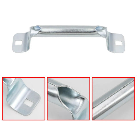 Badass Heavy Duty Garage Door Lift Handles Built Rock Solid For Daily Grind Features A No Sweat Install Process With All Required Screws And Mounting Parts Already Included. Metal lift handle close-up showing mounting options.