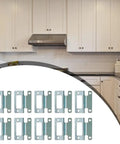 Beefy Cranked Flush Cabinet Hinge In Steel With Zinc Plating For 15 To 19mm Cupboards, shown in kitchen setting, 50x23mm size, pack of 5.