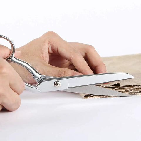 8 Inch Fabric Scissors For Sewing Professionals Ultra Sharp All Purpose Tailor Shears With Rust Resistant Stainless Steel Blades For Cutting Multi Layer Fabrics Perfect For Quilting, Dressmaking, And General Sewing Projects in use cutting fabric