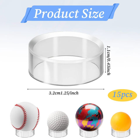 Set Of 15 Clear Ball Display Stands For Baseballs Softballs Golf Balls And Tennis Balls Round Sphere Holders For Showcases And Collectibles Premium Display Stands To Elevate Your Ball Collection Great Gift For Fans size details