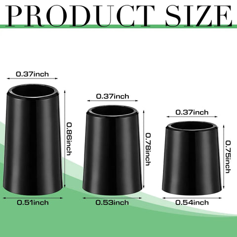 Diagram of 30 Piece Black Golf Tapered Ferrules Set For Golf Club Shafts 0.370 Inner Diameter With 0.75 0.78 0.86 Height Options