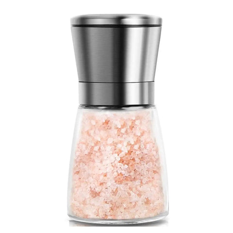 Manual Salt And Pepper Grinder For Pro Chefs With Adjustable Coarseness Ceramic Blades Stainless Cap Refillable Glass Body 6 Oz Keeps Spices Fresh And Flavorful For Everyday Home Cooking