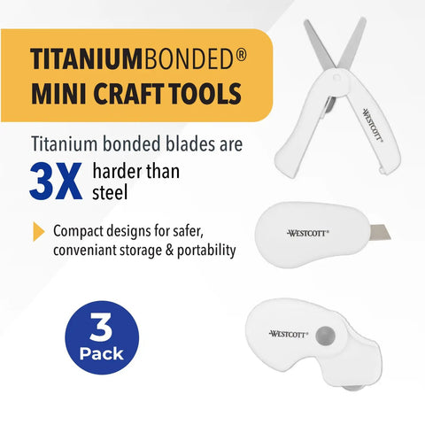Titanium Bonded Mini 3 Piece Travel Cutters Set With Folding Scissors For Fabric And Paper Slicer And Rotary Cutter For Fabric