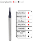 Square Nose End Mill 1.5mm Tip Diameter Solid Carbide AlTiN Coated CNC Router Bit with suitability chart for materials