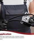 Person holding 3L290 Wrapped Rubber V Belt 3L Section Pack Of 2 for industrial machinery, garden tools, small equipment