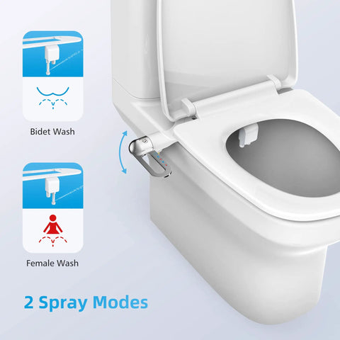 Dual Nozzle Bidet Attachment For Toilet Seat Self Cleaning Front And Rear Wash No Electric Mechanical With Adjustable Water Pressure Easy Install