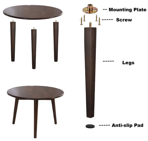 Four Pieces 16 Inch Vintage Wooden Furniture Legs With Anti Slip Feet for DIY desk, table, and dresser assembly parts shown.