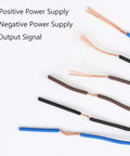 DC 10-30V Inductive Proximity Sensor 3 Wire NPN With 5mm Detection Distance showing positive, negative, output wires