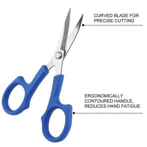 Seam Ripper And Thread Remover Kit For Quilting Leather Denim And Cross Stitch, Ergonomic blue-handled scissors with curved blades
