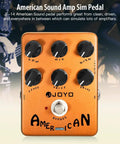 Golden-orange American Tube Amp Simulator And Preamp Guitar Pedal With Built In Cab Sim 6 Knob Tone Control on display.