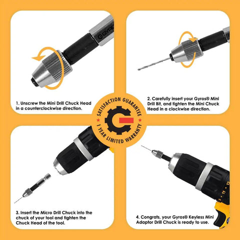 Keyless Mini Chuck Adapter With One Quarter Inch Hex Shank For Micro Drill Bits 60 To 80 assembly instructions
